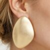 Polished Plate Drop Earrings - Matte Gold Teardrop