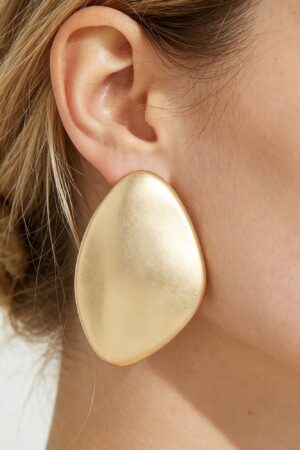 Polished Plate Drop Earrings - Matte Gold Teardrop