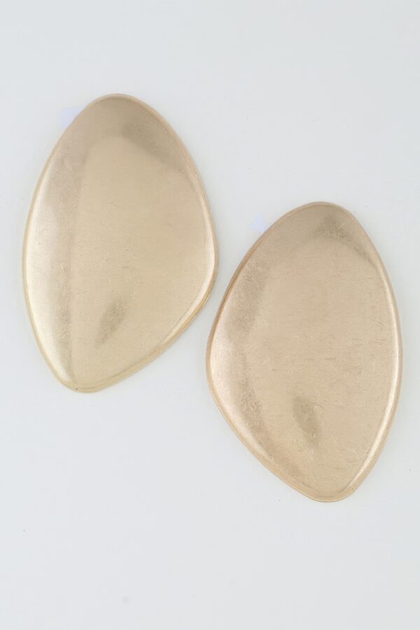 Polished Plate Drop Earrings - Matte Gold Teardrop