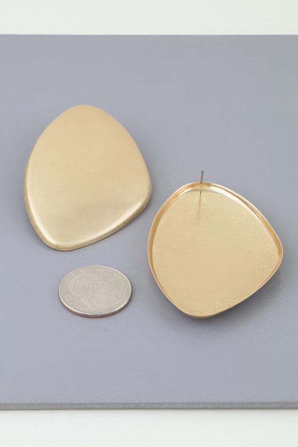 Polished Plate Drop Earrings - Matte Gold Teardrop