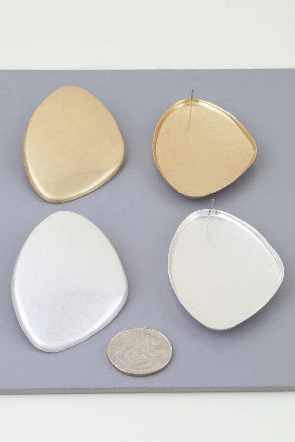 Polished Plate Drop Earrings - Matte Gold Teardrop