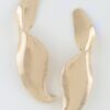 Hammered Matte Gold Elongated Swirl Drop Earrings