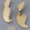 Hammered Matte Gold Elongated Swirl Drop Earrings