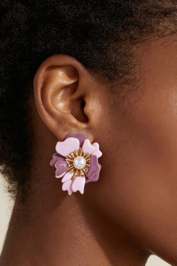 Marble Swirl Blossom Earrings - Pink & Lavender