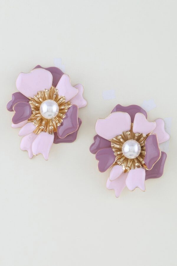 Marble Swirl Blossom Earrings - Pink & Lavender