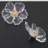 Clear Blossom Flower Earrings with Gold Stamen