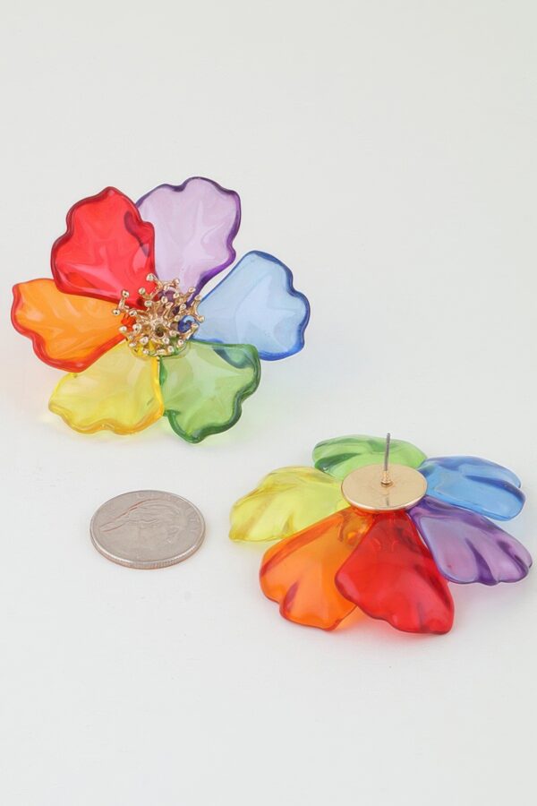 Clear Blossom Flower Earrings with Gold Stamen