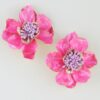 Marble Blossom Flower Earrings - Pink Marble & Gold