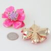 Marble Blossom Flower Earrings - Pink Marble & Gold
