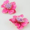 Marble Blossom Flower Earrings - Pink Marble & Gold