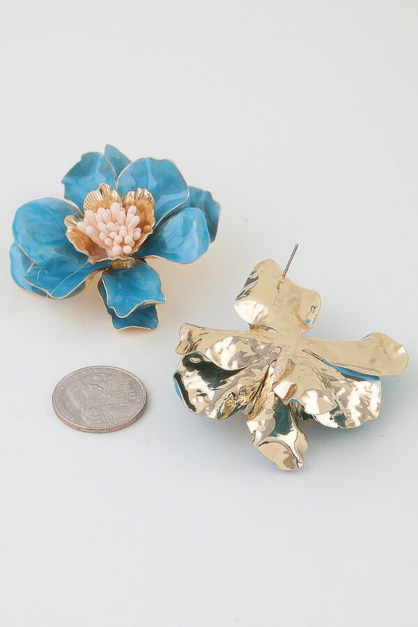 Marble Blossom Flower Earrings - Pink Marble & Gold