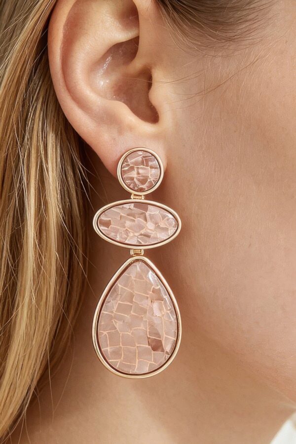 Marble Brick Drop Earrings - Geometric Mosaic Dangles