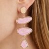 Multi Marble Drop Earrings - Cascading Stone Silhouette