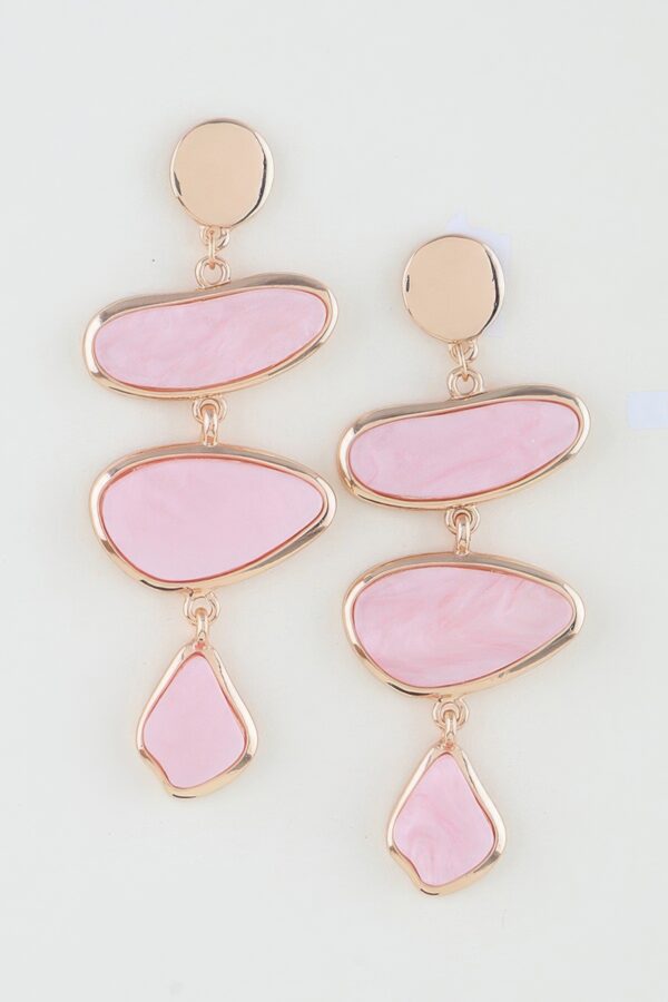 Multi Marble Drop Earrings - Cascading Stone Silhouette