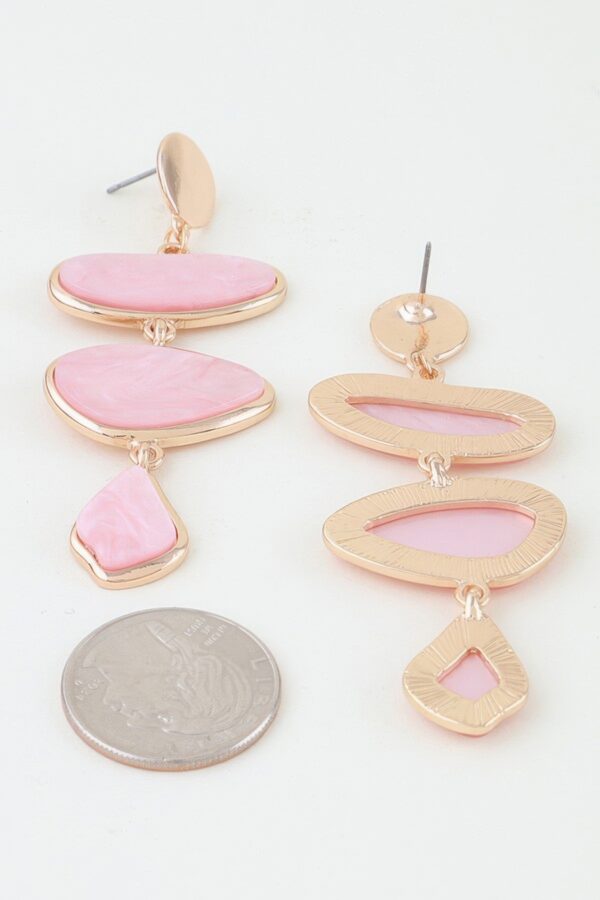 Multi Marble Drop Earrings - Cascading Stone Silhouette