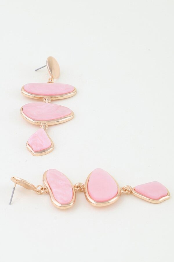 Multi Marble Drop Earrings - Cascading Stone Silhouette
