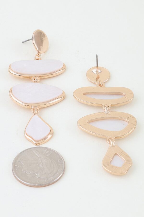 Multi Marble Drop Earrings - Cascading Stone Silhouette