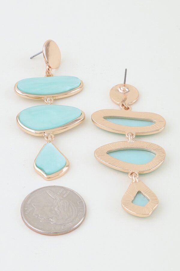 Multi Marble Drop Earrings - Cascading Stone Silhouette