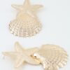 Starfish & Shell Drop Earrings - Polished Metallic