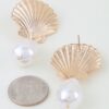 Clam Shell Pearl Drop Earrings - Irregular Pearl Accent