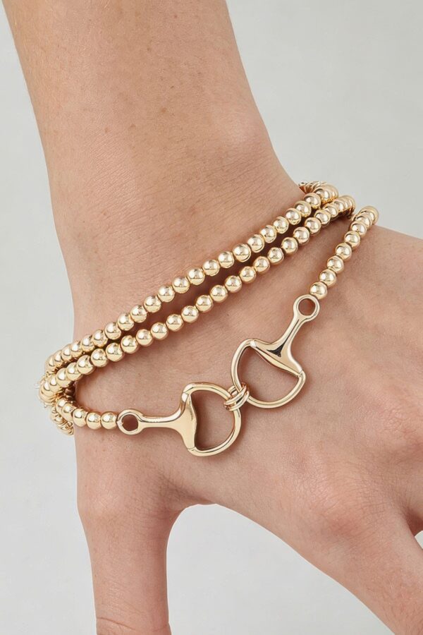Layered Polished Toggle Beaded Bracelet with Equestrian Clasp