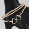 Layered Polished Toggle Beaded Bracelet with Equestrian Clasp