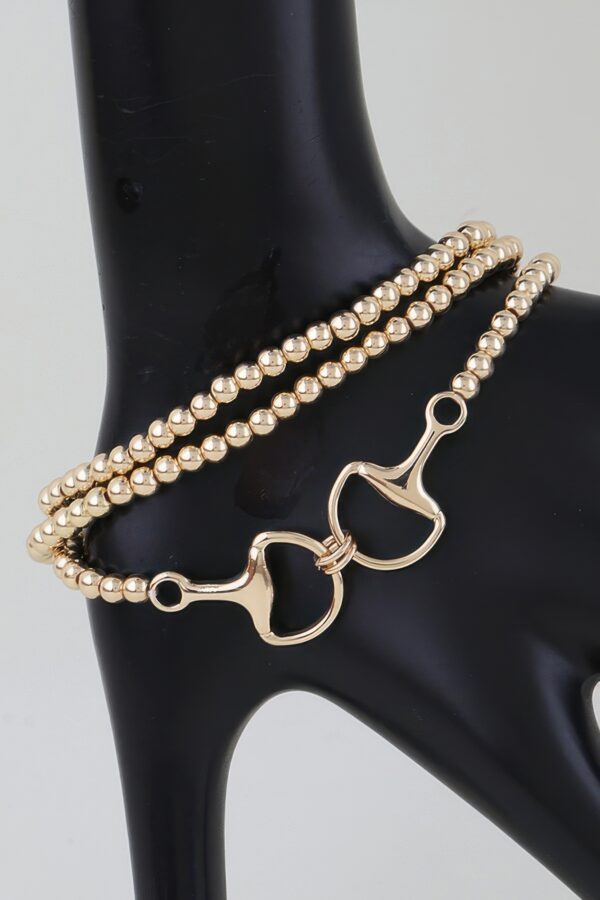 Layered Polished Toggle Beaded Bracelet with Equestrian Clasp