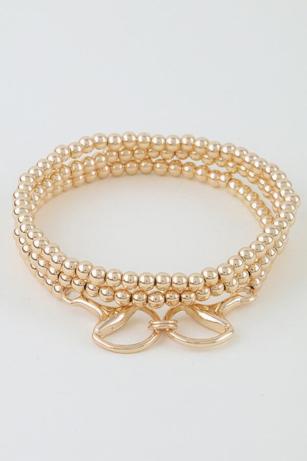 Layered Polished Toggle Beaded Bracelet with Equestrian Clasp