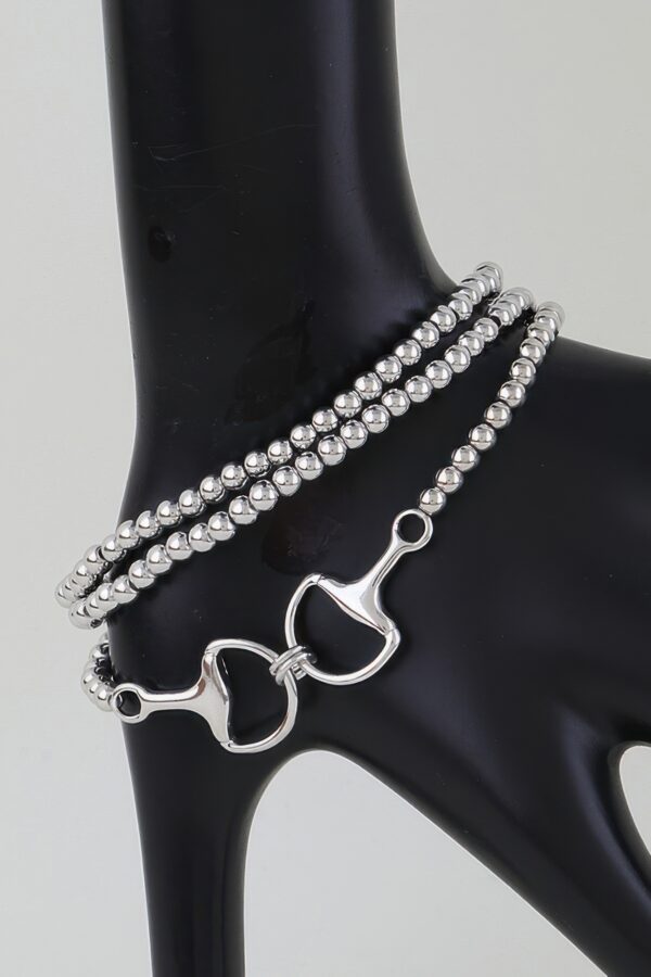 Layered Polished Toggle Beaded Bracelet with Equestrian Clasp