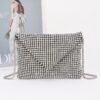 Rhinestone Envelope Clutch with Metallic Chain