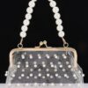 Clear Mini Purse Clutch with Chain & Faux Pearls