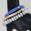 Beaded Bracelet Set - Marbled Tube & Ribbed Metal Cuff