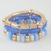 Beaded Bracelet Set - Marbled Tube & Ribbed Metal Cuff
