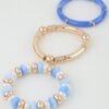 Beaded Bracelet Set - Marbled Tube & Ribbed Metal Cuff