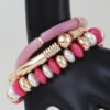 Beaded Bracelet Set - Marbled Tube & Ribbed Metal Cuff