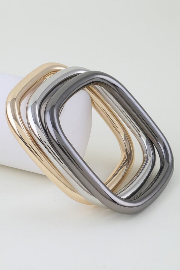 Triple Polished Cubic Cuff Bracelet - 3-Piece Set