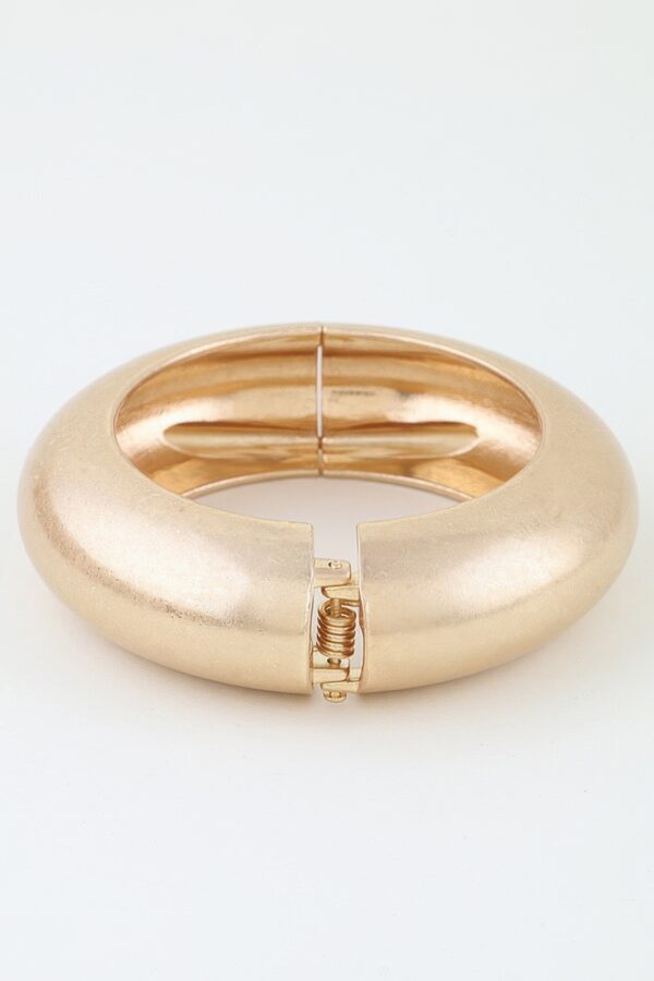 Hammered Matte Dome Cuff Bracelet - Hinged Closure