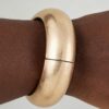 Hammered Matte Dome Cuff Bracelet - Hinged Closure