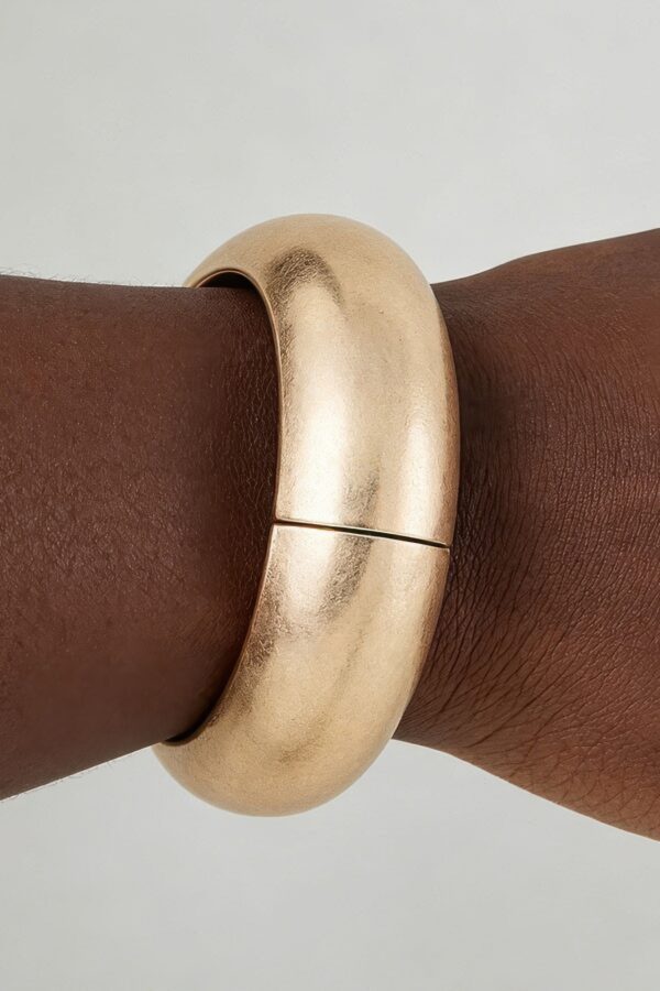 Hammered Matte Dome Cuff Bracelet - Hinged Closure
