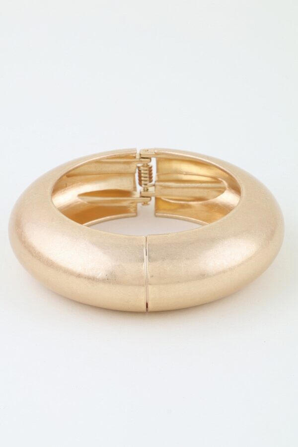 Hammered Matte Dome Cuff Bracelet - Hinged Closure
