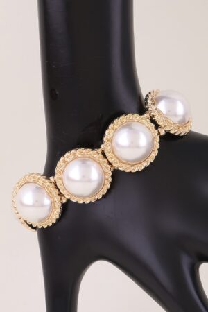 Woven Pearl Stone Beaded Stretch Bracelet