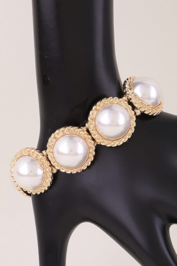 Woven Pearl Stone Beaded Stretch Bracelet
