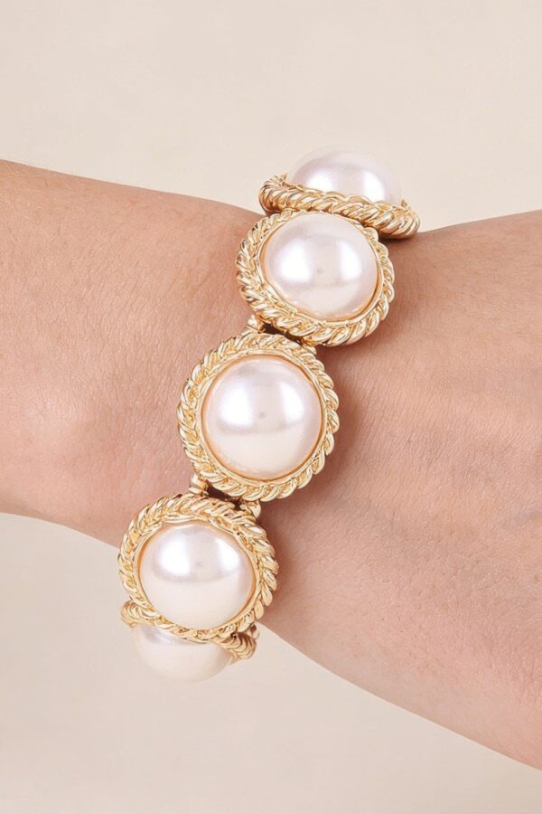 Woven Pearl Stone Beaded Stretch Bracelet
