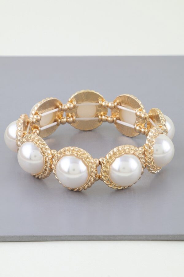Woven Pearl Stone Beaded Stretch Bracelet