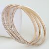 Triple Pave Cuff Bracelet - Polished Stacked Bangles