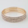 Triple Pave Cuff Bracelet - Polished Stacked Bangles