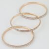 Triple Pave Cuff Bracelet - Polished Stacked Bangles