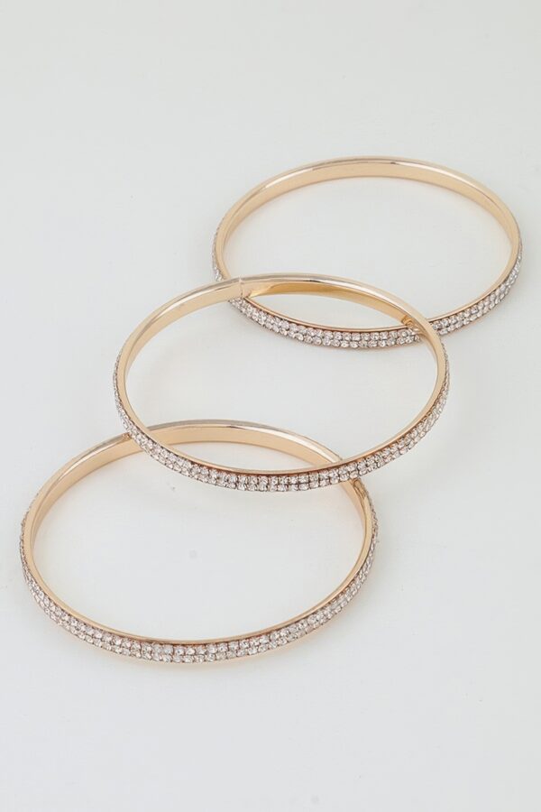 Triple Pave Cuff Bracelet - Polished Stacked Bangles