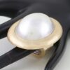 Pearl Dome Statement Ring with Hammered Frame