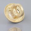 Pearl Dome Statement Ring with Hammered Frame